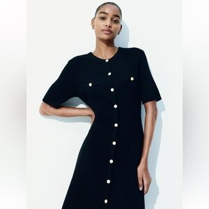 H&M RIB-KNIT BUTTON-DOWN FRONT DRESS